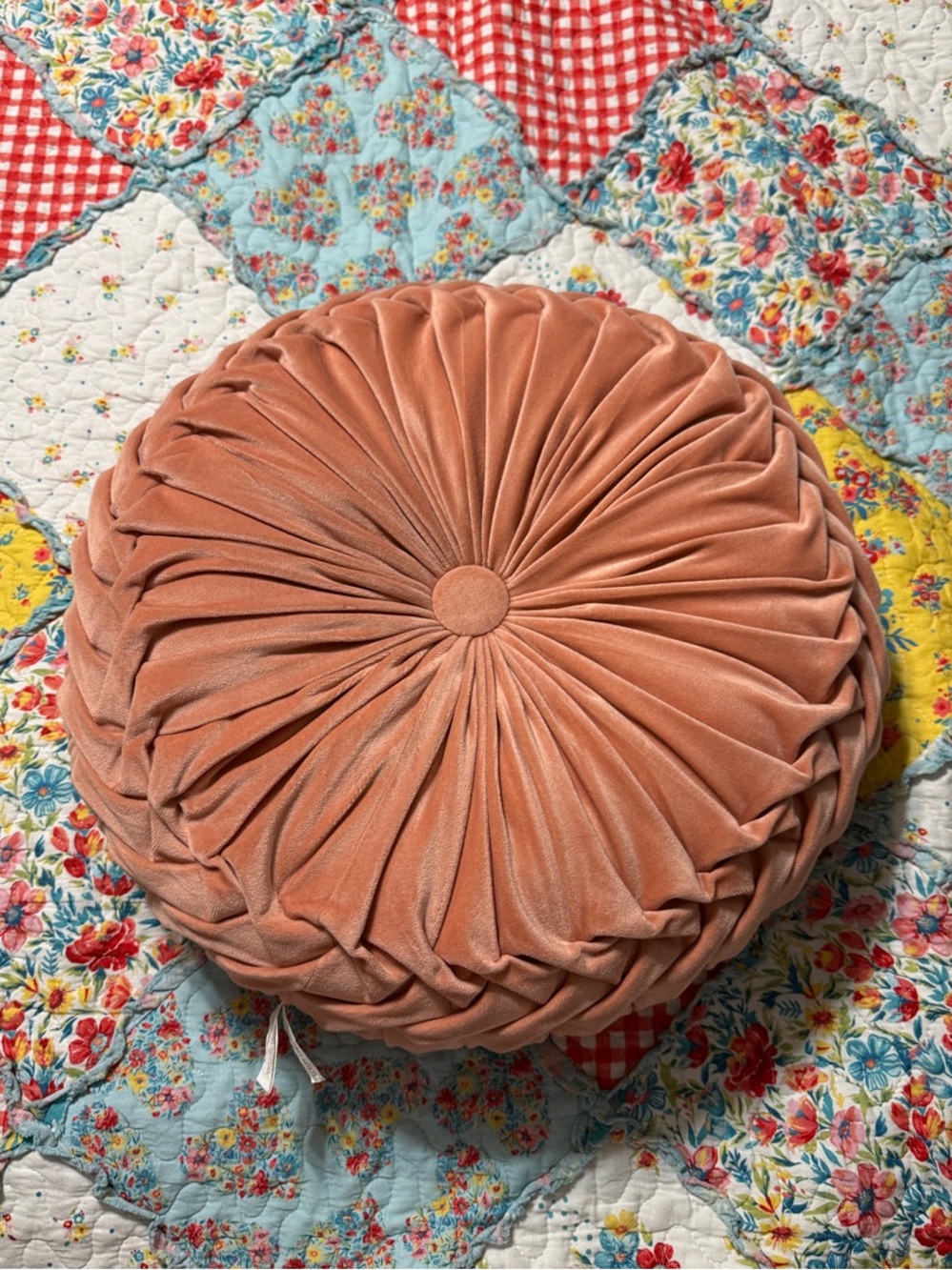 Home Accents Round Velvet Accent Pillow in Dusty Peach